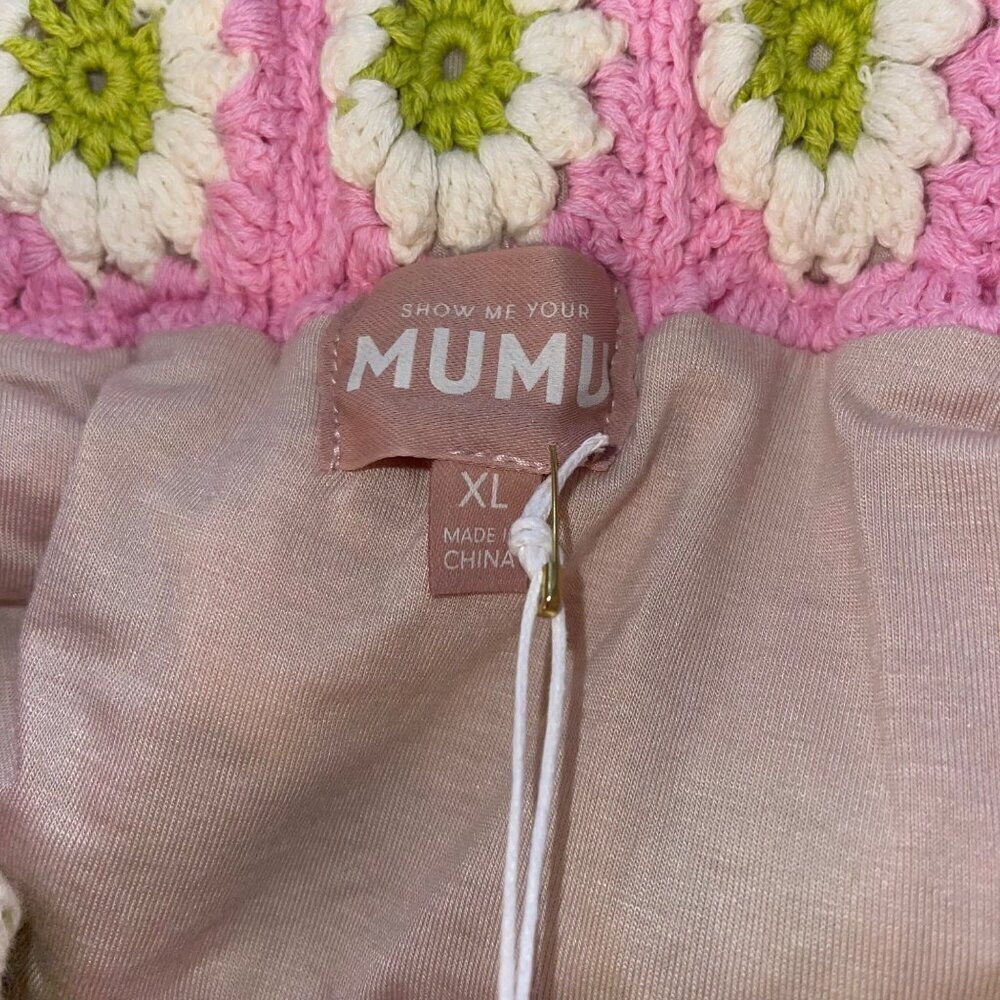 Show Me Your Mumu Womens Skirt Size XL Pink Floral Pisces Crochet Knit Mini New - Picture 4 of 8